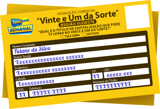 Cupom da Promoção Comercial Vinte e Um da Sorte